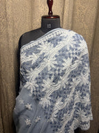 Lucknowi Chikankari Palla Saree in Georgette