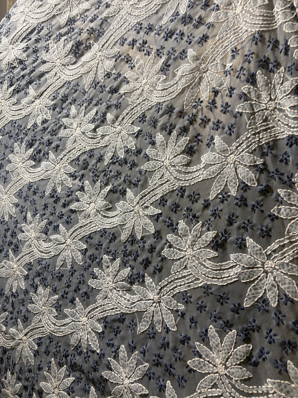 Georgette Hand Embroidered Lucknowi Chikankari Palla Saree