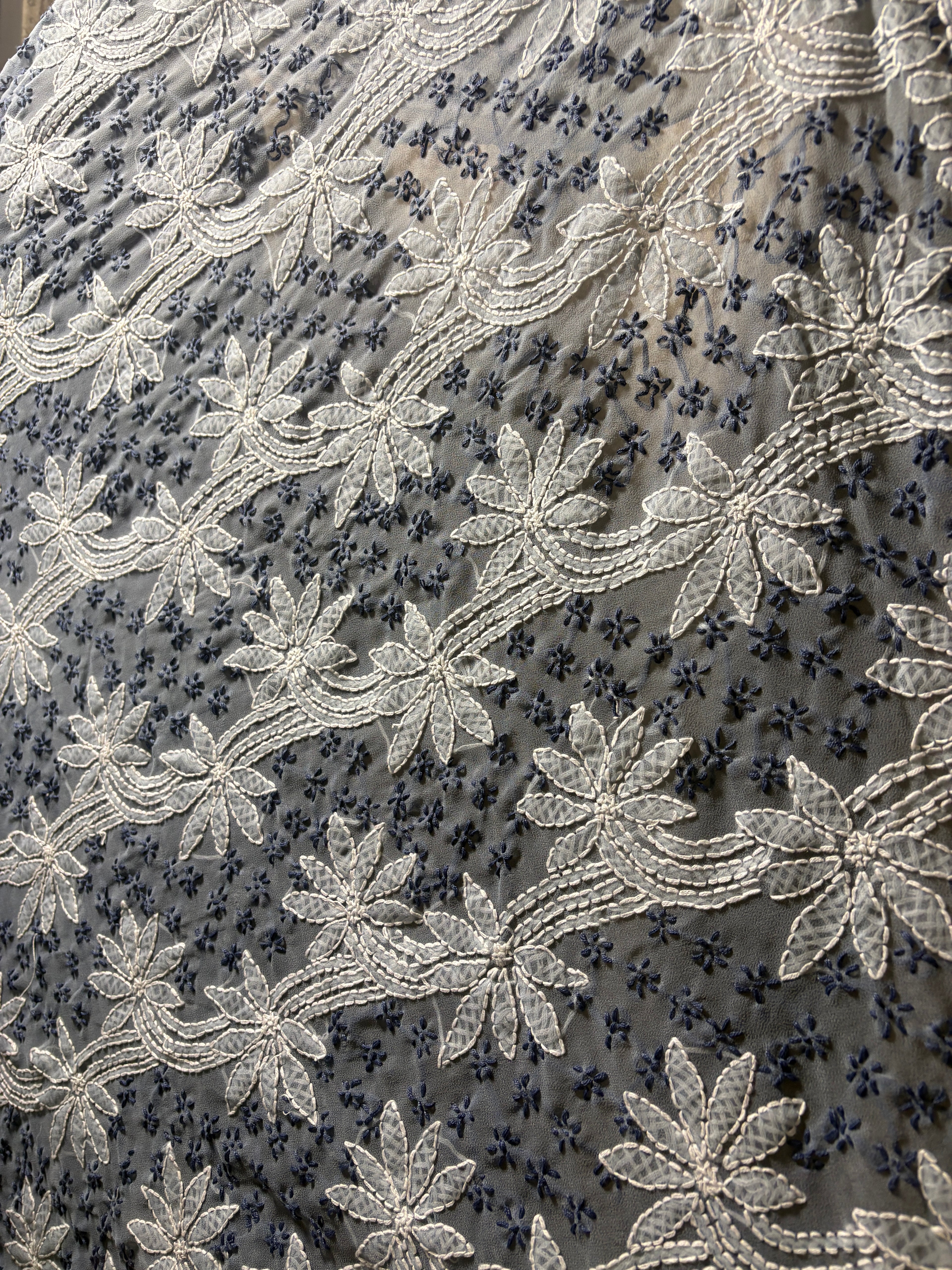 Georgette Hand Embroidered Lucknowi Chikankari Palla Saree