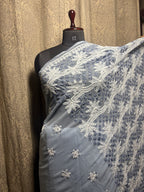 Lucknowi Chikankari Palla Saree in Georgette