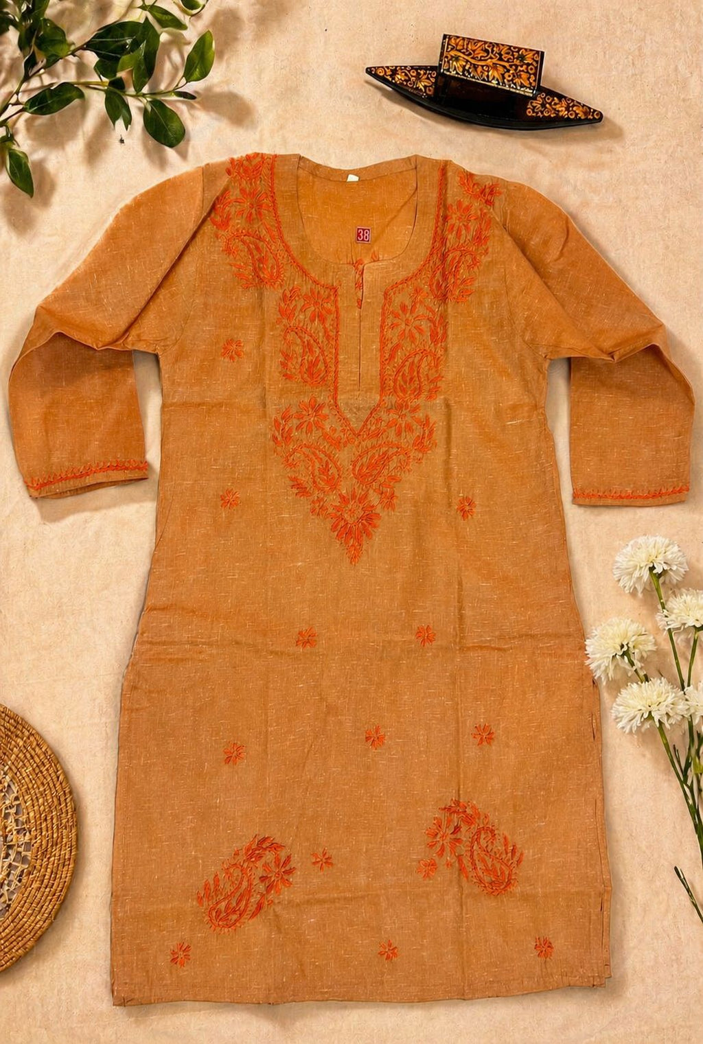 Khadi Chikankari Short Length Kurti