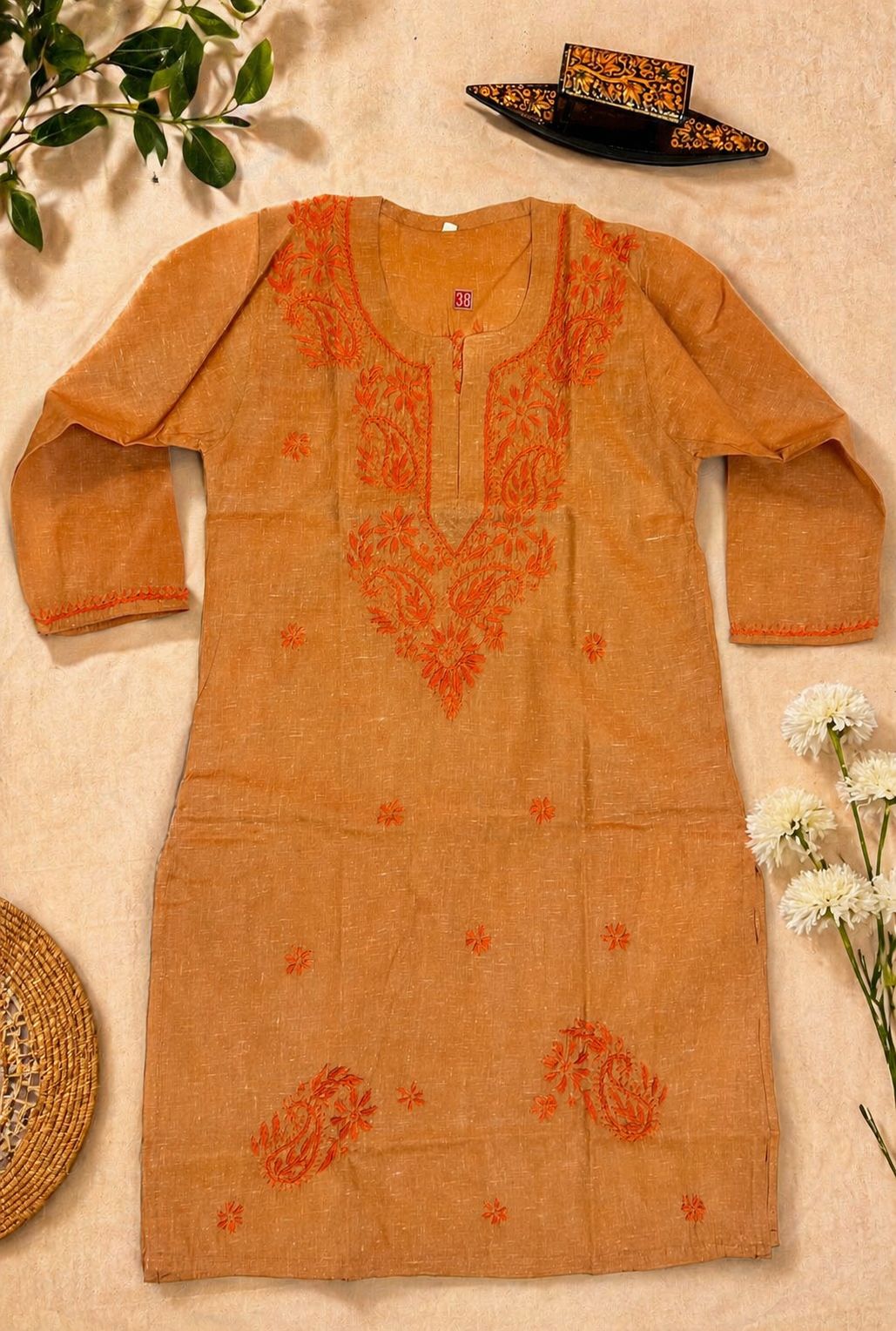 Khadi Chikankari Short Length Kurti