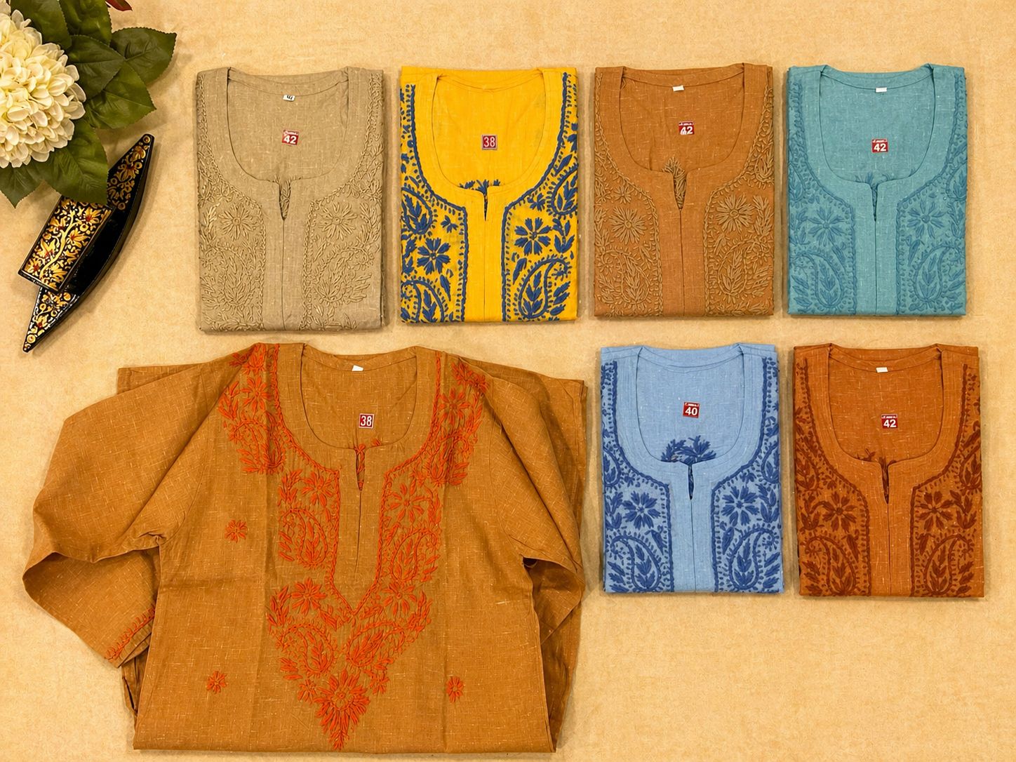 Khadi Chikankari Short Length Kurti