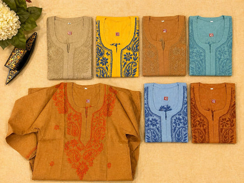 Khadi Chikankari Short Length Kurti