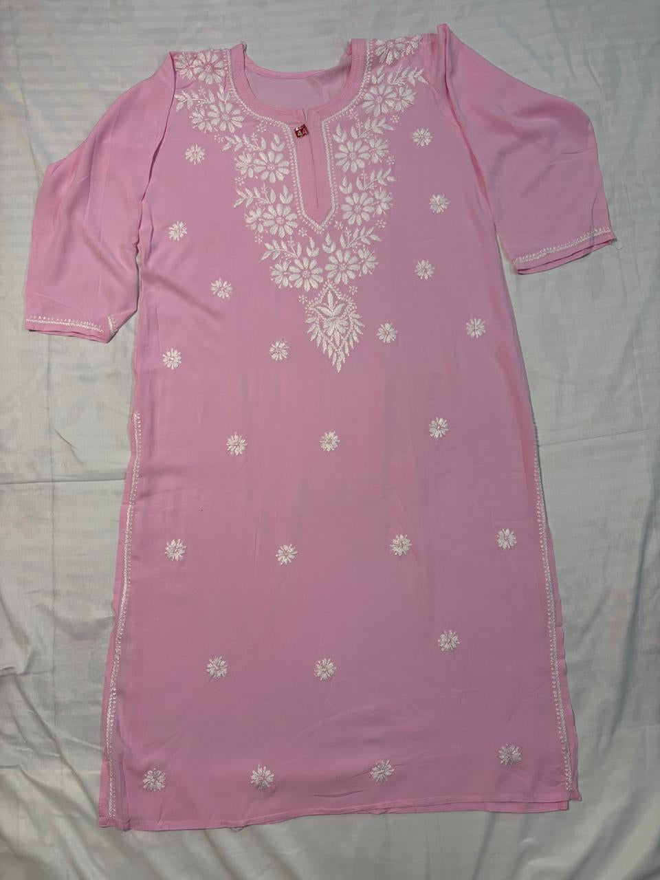 Modal Chikankari Long Kurti- Premium soft Modal fabric