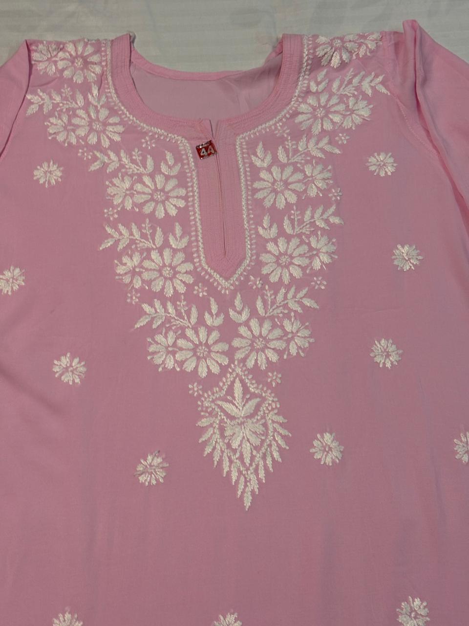 Modal Chikankari Long Kurti- Premium soft Modal fabric