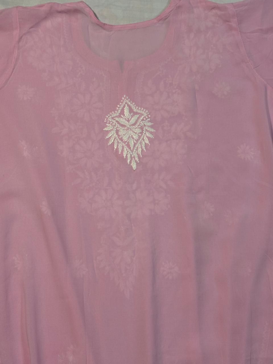 Modal Chikankari Long Kurti- Premium soft Modal fabric